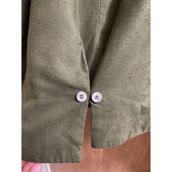 Vintage Outback Red 80s Cropped Blazer Olive Double Breasted 100% Silk Size 10 - Picture 9 of 16